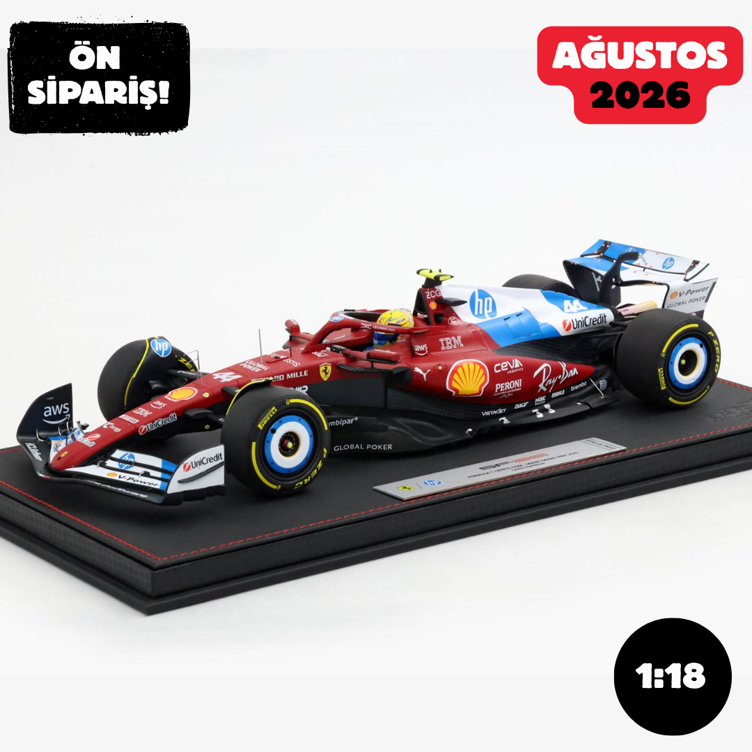 Ön Sipariş - 1/18 BBR Ferrari SF25 F1 Miami GP Special Livery - LUXURY PACK Lewis Hamilton - P18267B44DIE