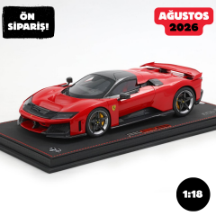 Ön Sipariş - 1/18 BBR Ferrari F80 carbon optional Rosso Corsa - bicolor wheels silver and carbon - P18253A1