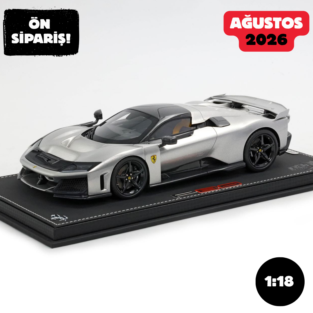 Ön Sipariş - 1/18 BBR Ferrari F80 carbon optional Glossy Aluminium - carbon wheels - P18253E