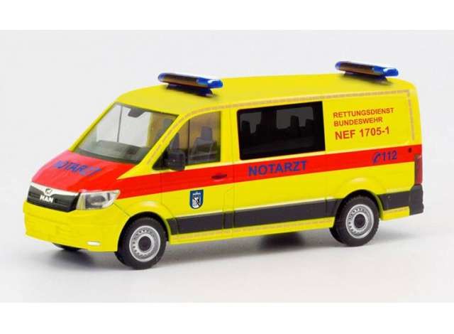1/87 MAN TGE FD Rettungsdienst Bundeswehr NEF 1705-1, yellow/red