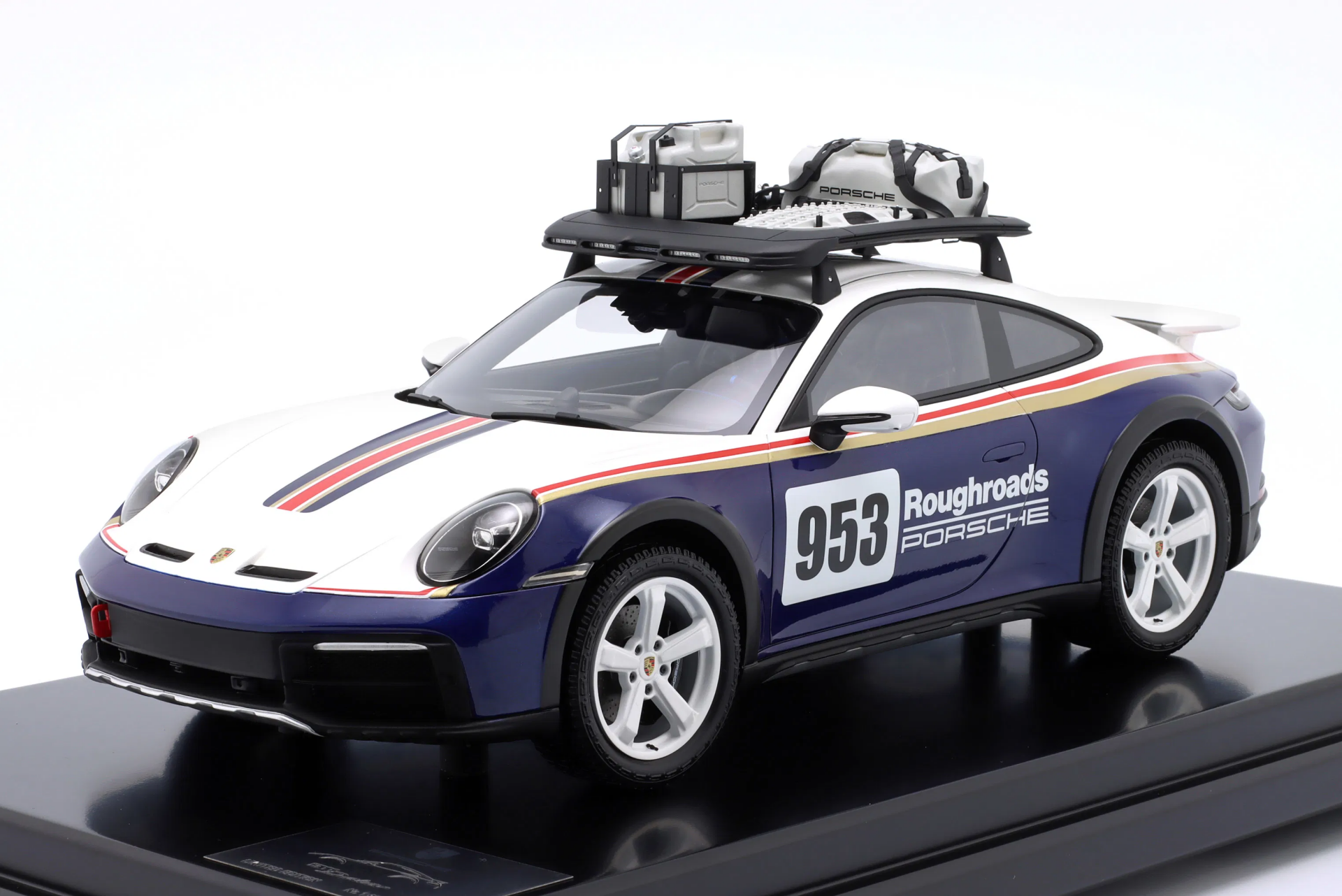 1/12 SPARK-MODEL - PORSCHE - 911 992 N 953 RALLY DAKAR ROUGHROADS WITH PACK ROOF ACCESSORIES 2023 - CON VETRINA - WITH SHOWCASE