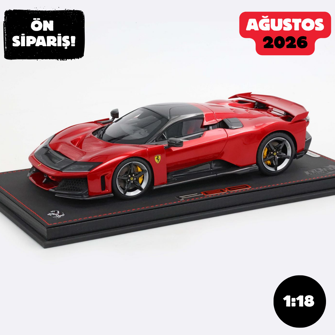 Ön Sipariş - 1/18 BBR Ferrari F80 carbon optional Rosso Supercar - bicolor wheels silver and carbon - P18253H
