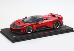 Ön Sipariş - 1/18 BBR Ferrari F80 carbon optional Rosso Supercar - bicolor wheels silver and carbon - P18253H