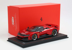 Ön Sipariş - 1/18 BBR Ferrari F80 carbon optional Rosso Supercar - bicolor wheels silver and carbon - P18253H