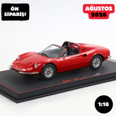 Ön Sipariş - 1/18 BBR Ferrari Dino 246 GTS 1972 Geneve Show 1972 Rosso Corsa 322 - P18258