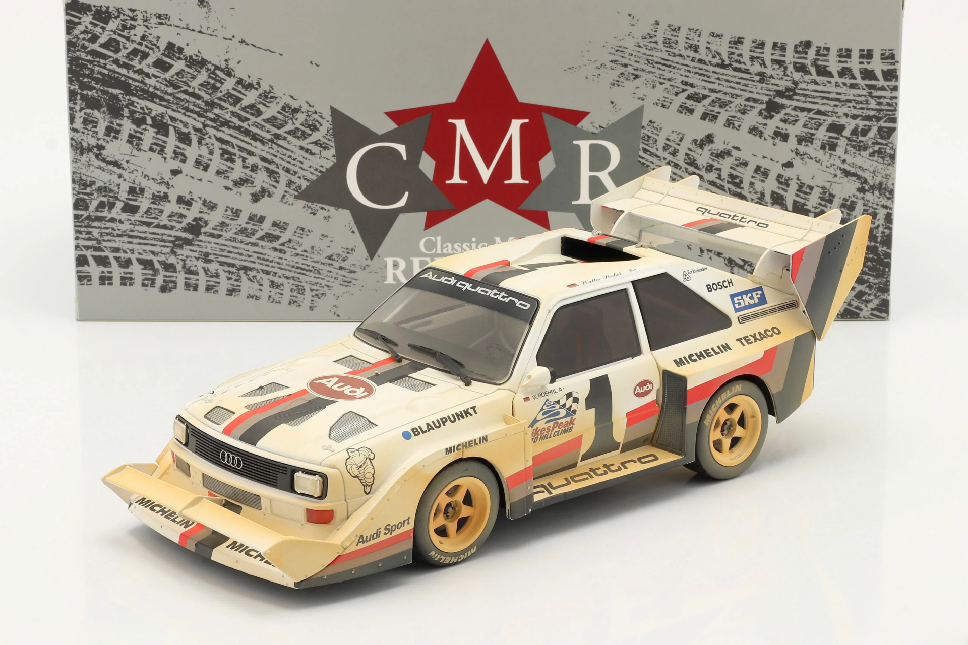 1/18 CMR Audi Sport quattro S1 E2 #1 Winner Pikes Peak 1987 Röhrl Dirty Version - CMR190