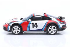 SPARK-MODEL - PORSCHE - 911 992 COUPE MARTINI RACING LIVERY N 14 RALLY DAKAR 2023 - CON VETRINA - WITH SHOWCASE