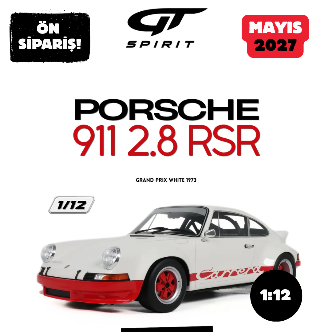 Ön Sipariş - 1/12 GT Spirit PORSCHE 911 2.8 RSR, GRAND PRIX WHITE - GT604