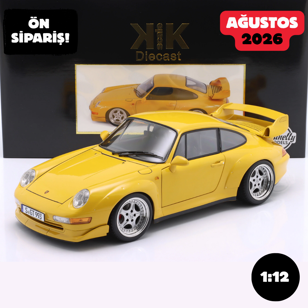 Ön Sipariş - 1/12 KK SCALE Porsche 911 (993) GT2 Year 1996 Yellow / Speedline rims - KKDC120282S