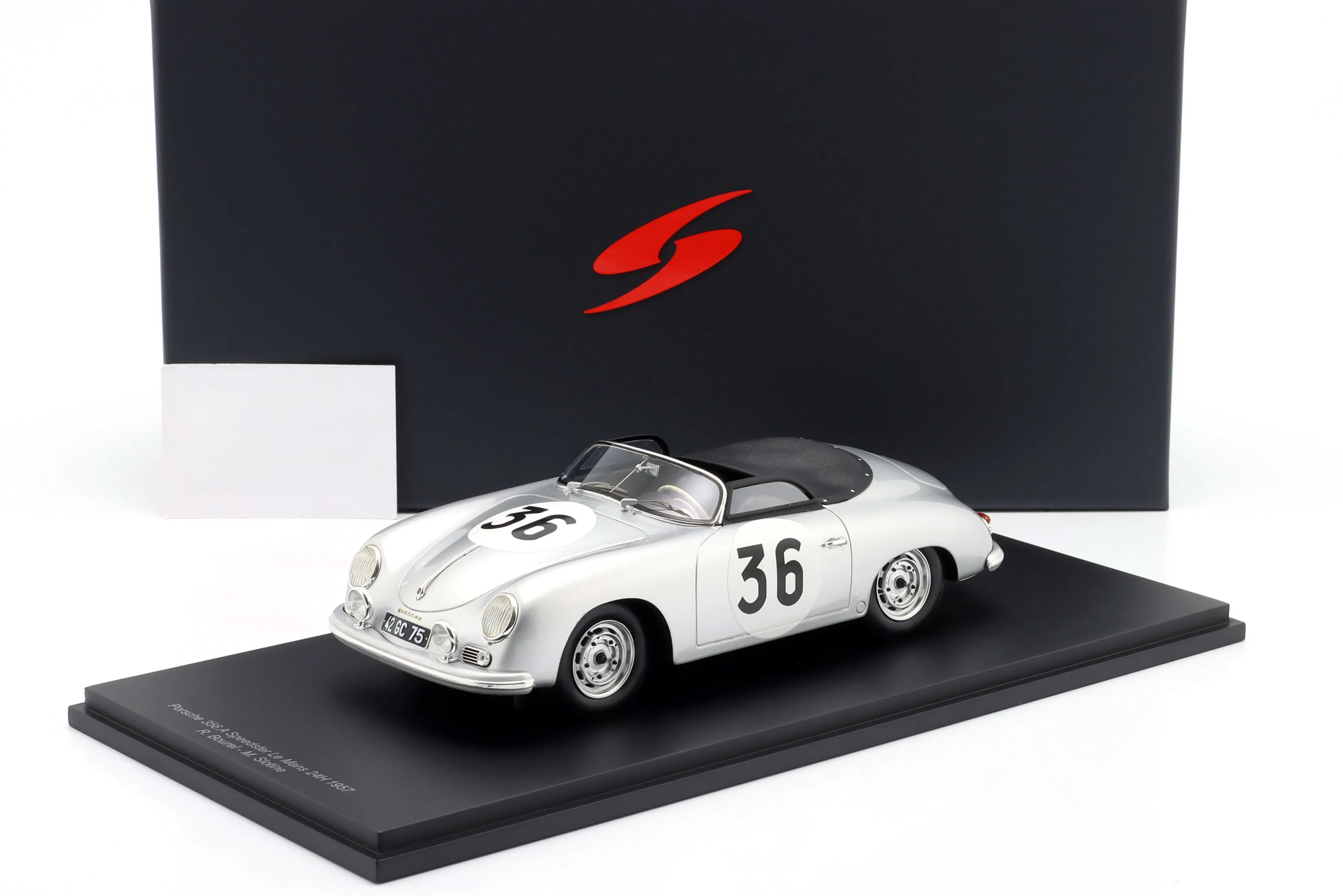 1/18 SPARK-MODEL - PORSCHE - 356A SPEEDSTER TEAM M.SLOTINE N 36 24h LE MANS 1957 MAURICE SLOTINE - ROLAND BOUREL