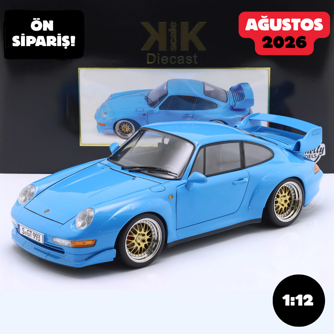 Ön Sipariş - 1/12 KK SCALE Porsche 911 (993) GT2 Year 1996 light blue / BBS Rims - KKDC120283B