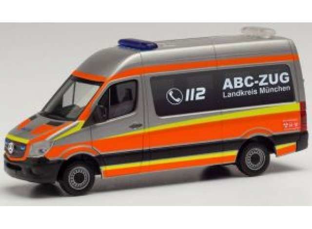 1/87 Mercedes Benz Sprinter `13 HD ABC-Zug Landkreis München, grey/orange/yellow