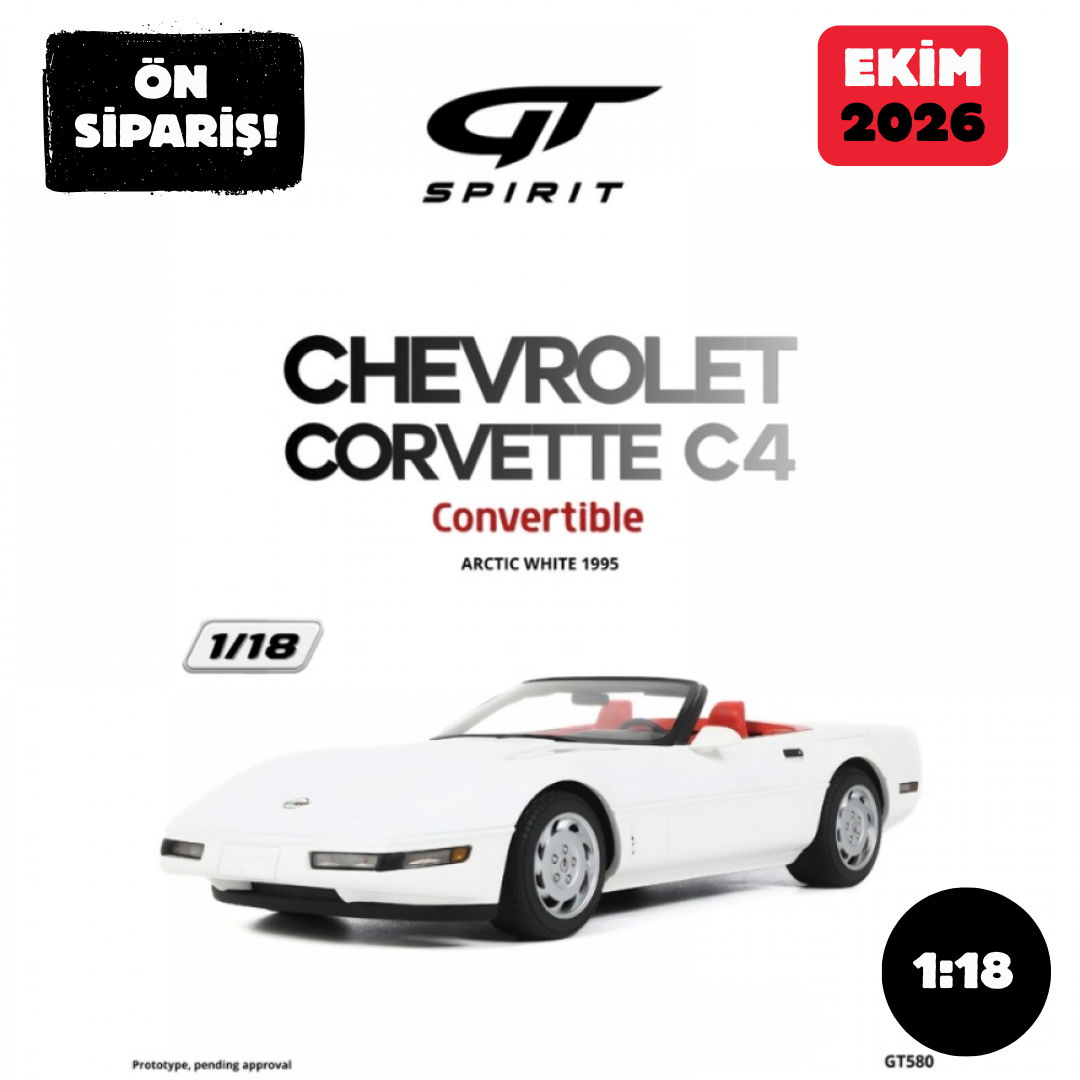 Ön Sipariş - 1/18 GT SPIRIT Chevrolet Corvette C4 Convertible Arctic White 1995 - GT580