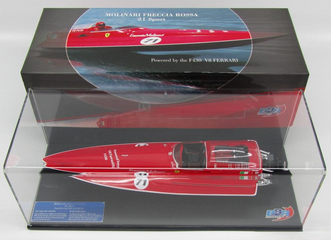 1/18 BBR-MODELS - FERRARI - OFFSHORE MOTOSCAFO FRECCIA ROSSA 21 SPORT N 71 EUGENIO MOLINARI - POWERED V8 F430 - WORLD RECORD 2007