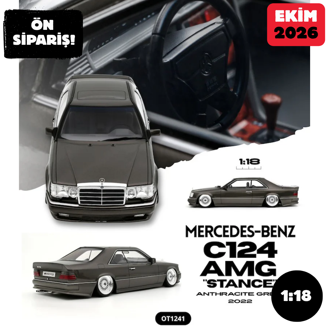 Ön Sipariş - 1/18 OTTO Mercedes-Benz C124 AMG ''Stance'' Anthracite Grey 2022 - OT1241
