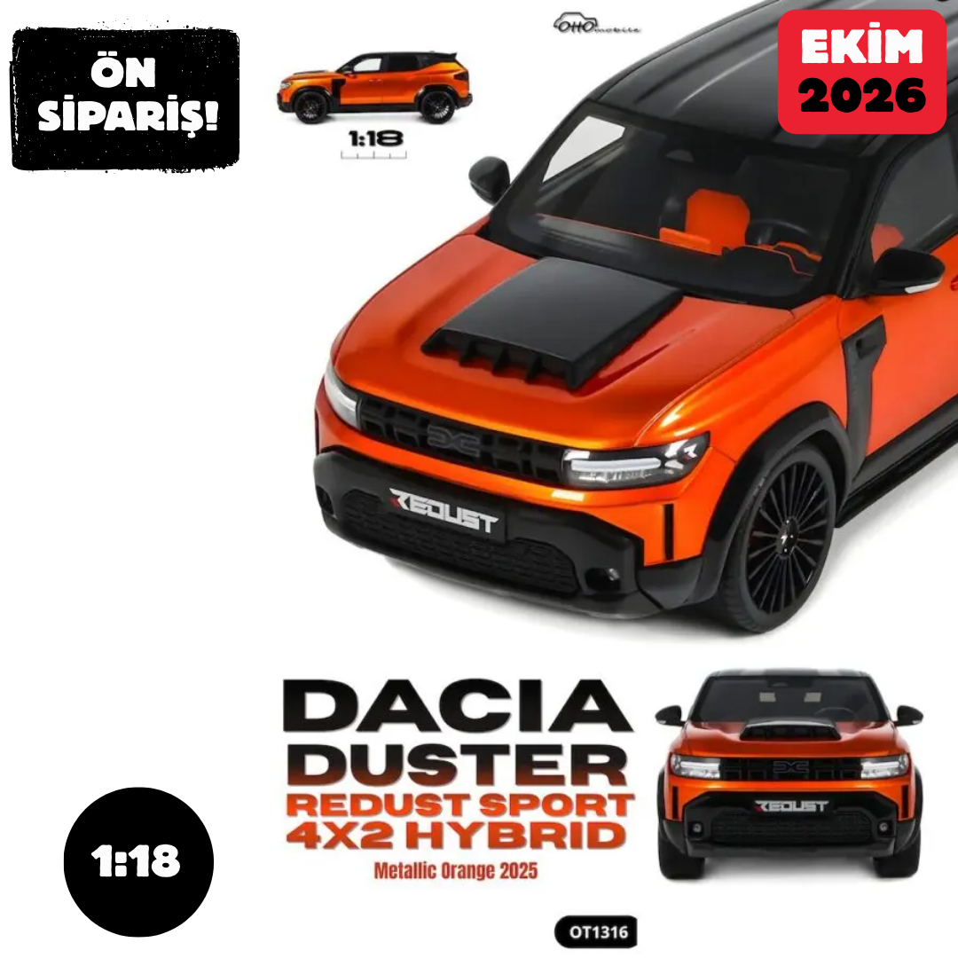 Ön Sipariş - 1/18 OTTO DACIA DUSTER REDUST SPORT 4X2 HYBRID ORANGE 2025 - OT1316