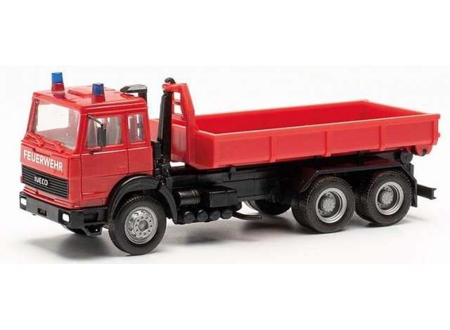 1/87 Iveco Magirus Abrollmulden-LKW Feuerwehr, red