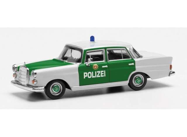 1/87 Mercedes Benz 200 Heckflosse Police Hamburg, silver/green