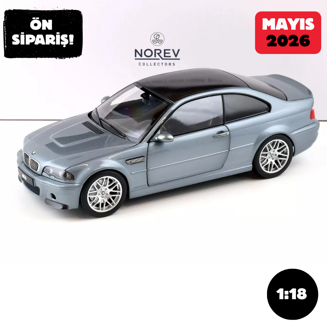 Ön Sipariş - 1/18 Norev BMW M3 CSL E46 Coupe 2000 Grey Metallic - 183016