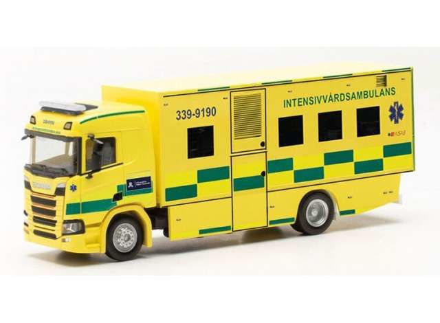 1/87 Scania CR ND K.-LKW Intensive ambulance, yellow/green