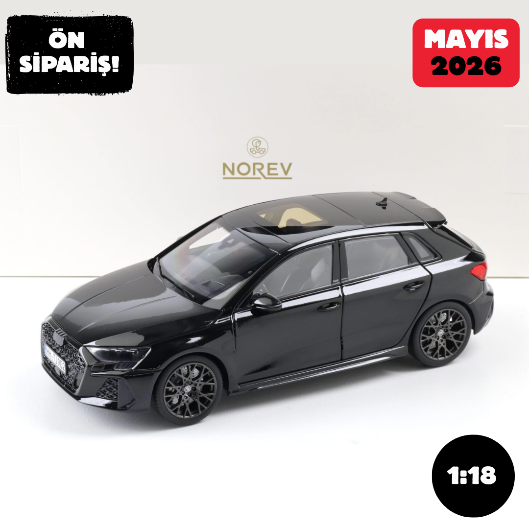 Ön Sipariş - 1/18 Norev Audi RS3 Sportback 2025 Myth black metallic - 188388