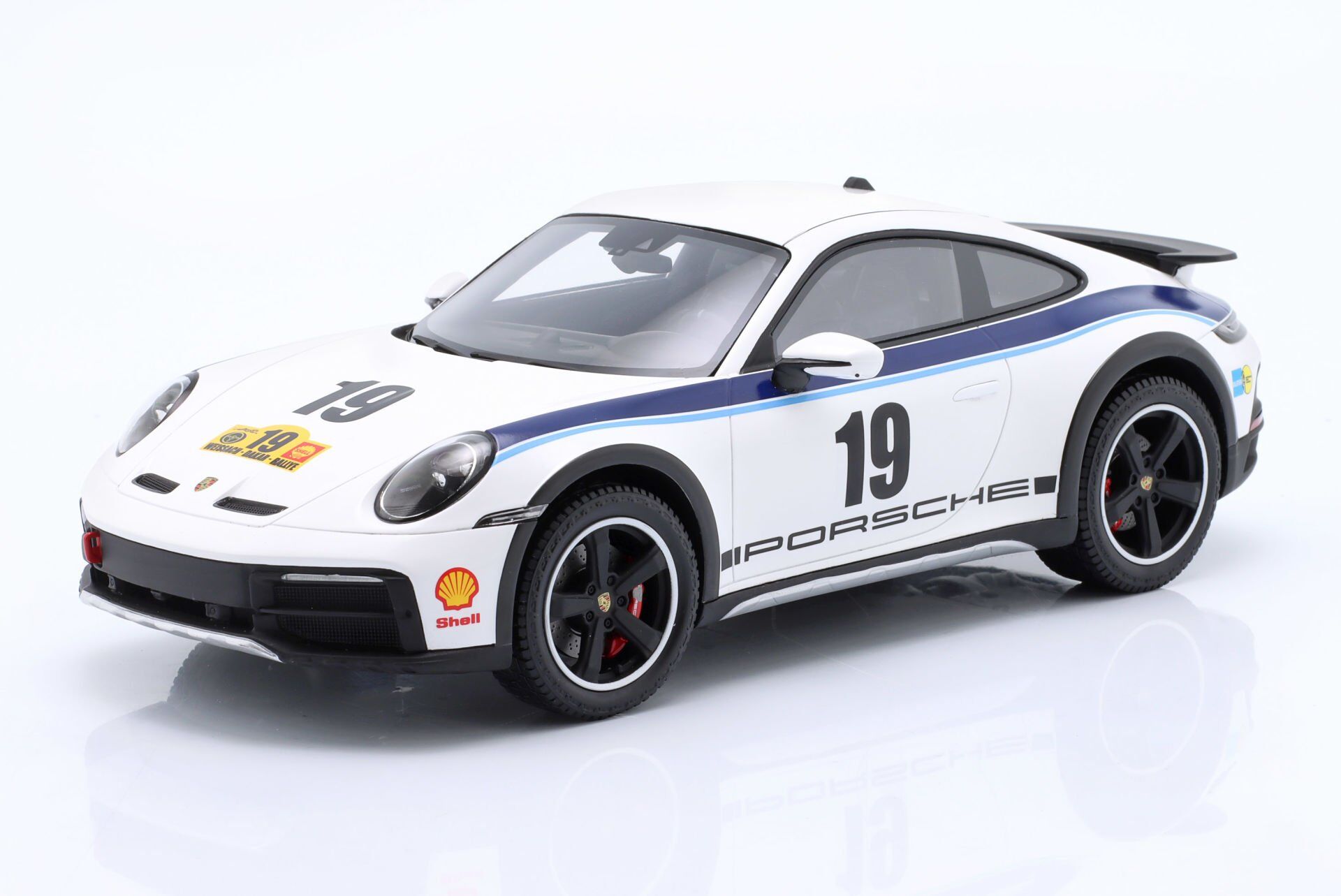 SPARK-MODEL - PORSCHE - 911 992 COUPE N 19 RALLY DAKAR DESIGN 2022 - CON VETRINA - WITH SHOWCASE