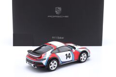 SPARK-MODEL - PORSCHE - 911 992 COUPE MARTINI RACING LIVERY N 14 RALLY DAKAR 2023 - CON VETRINA - WITH SHOWCASE