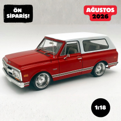 Ön Sipariş - 1/18 ACME GMC JIMMY SLAMMED CUSTOM LOW RIDER RED / WHITE TOP - A1807715