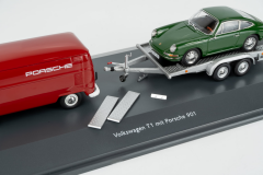 Ön Sipariş - 1/43 Schuco Volkwagen T1 Van with Trailer & Porsche 911 Coupe 1964  - 450731300