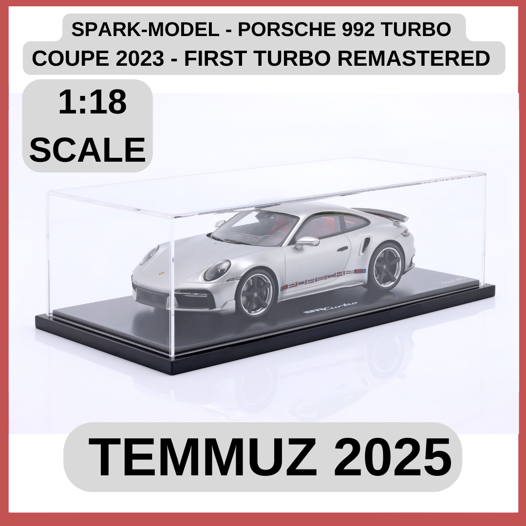 SPARK-MODEL - PORSCHE - 911 992 TURBO COUPE 2023 - FIRST TURBO REMASTERED - CON VETRINA - WITH SHOWCASE