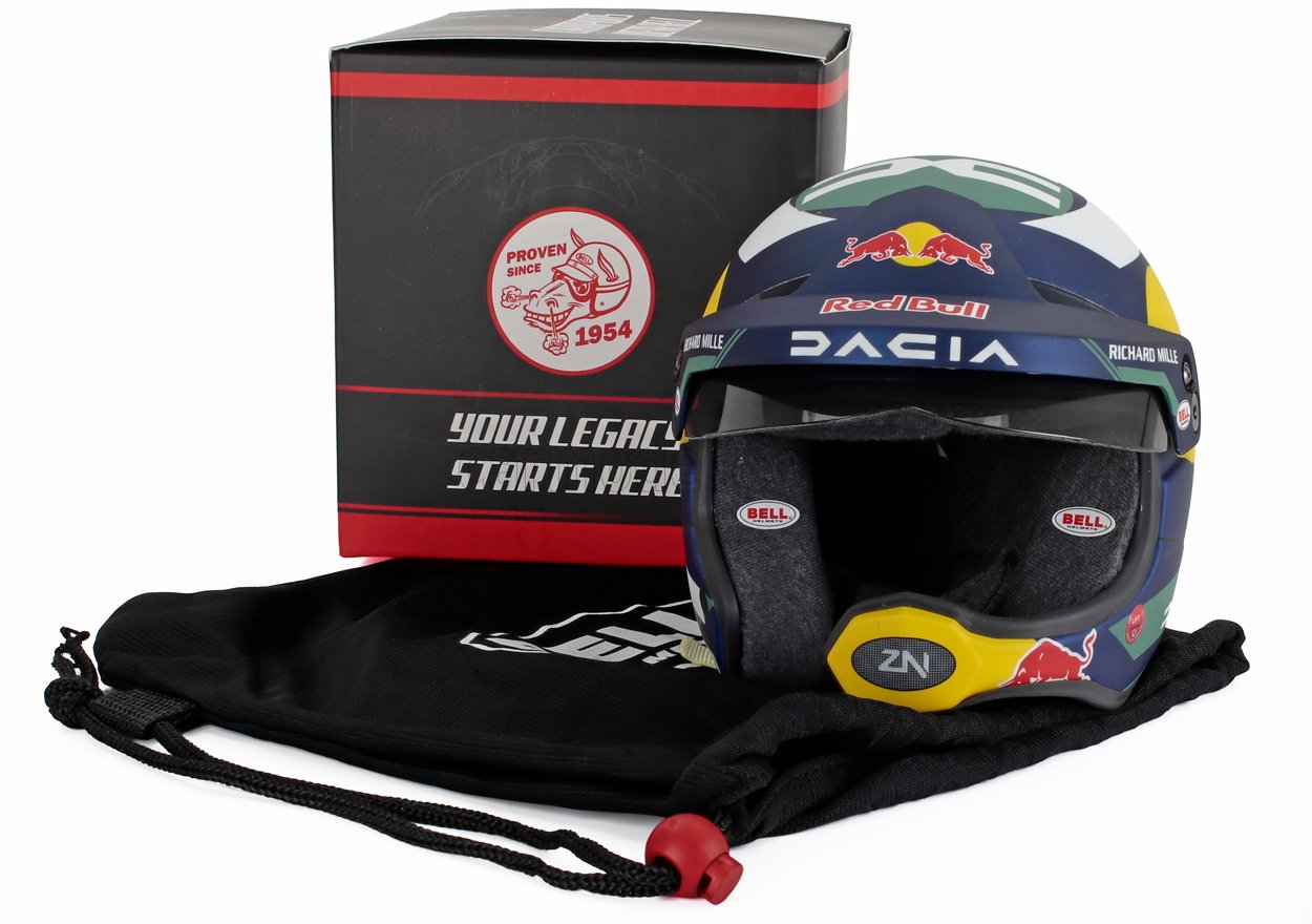 1/2 MINI HELMET - BELL HELMET - CASCO HELMET SEBASTIAN LOEB TEAM THE DACIA SANDRIDERS N 219 RALLY DAKAR 2025