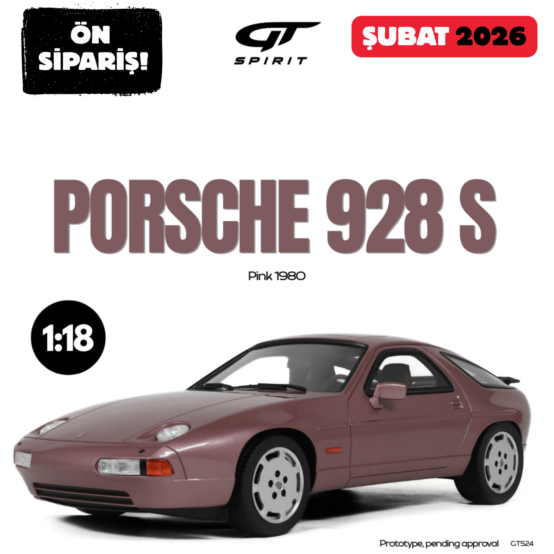 Ön Sipariş - 1/18 GT-SPIRIT - PORSCHE - 928 S COUPE 1980 - GT524