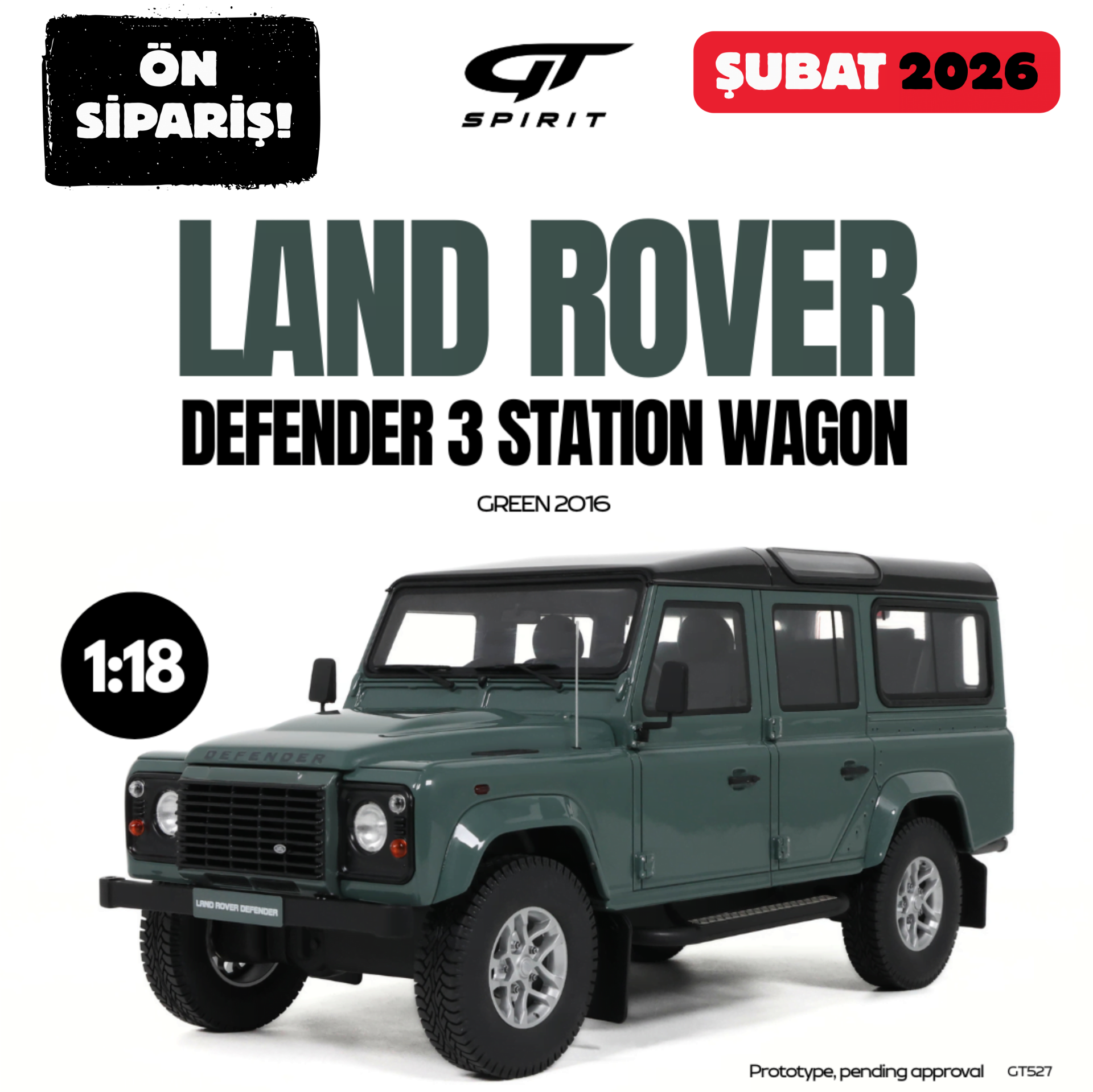 Ön Sipariş - 1/18 GT-SPIRIT - LAND ROVER - DEFENDER 110 MKII 2016 - GT527