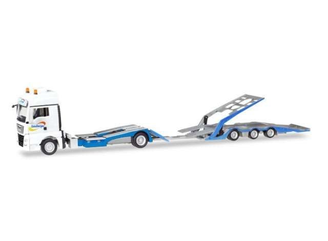 1/87 MAN TGX XXL Truck Transport Trailer *Zandbergen*, white/blue