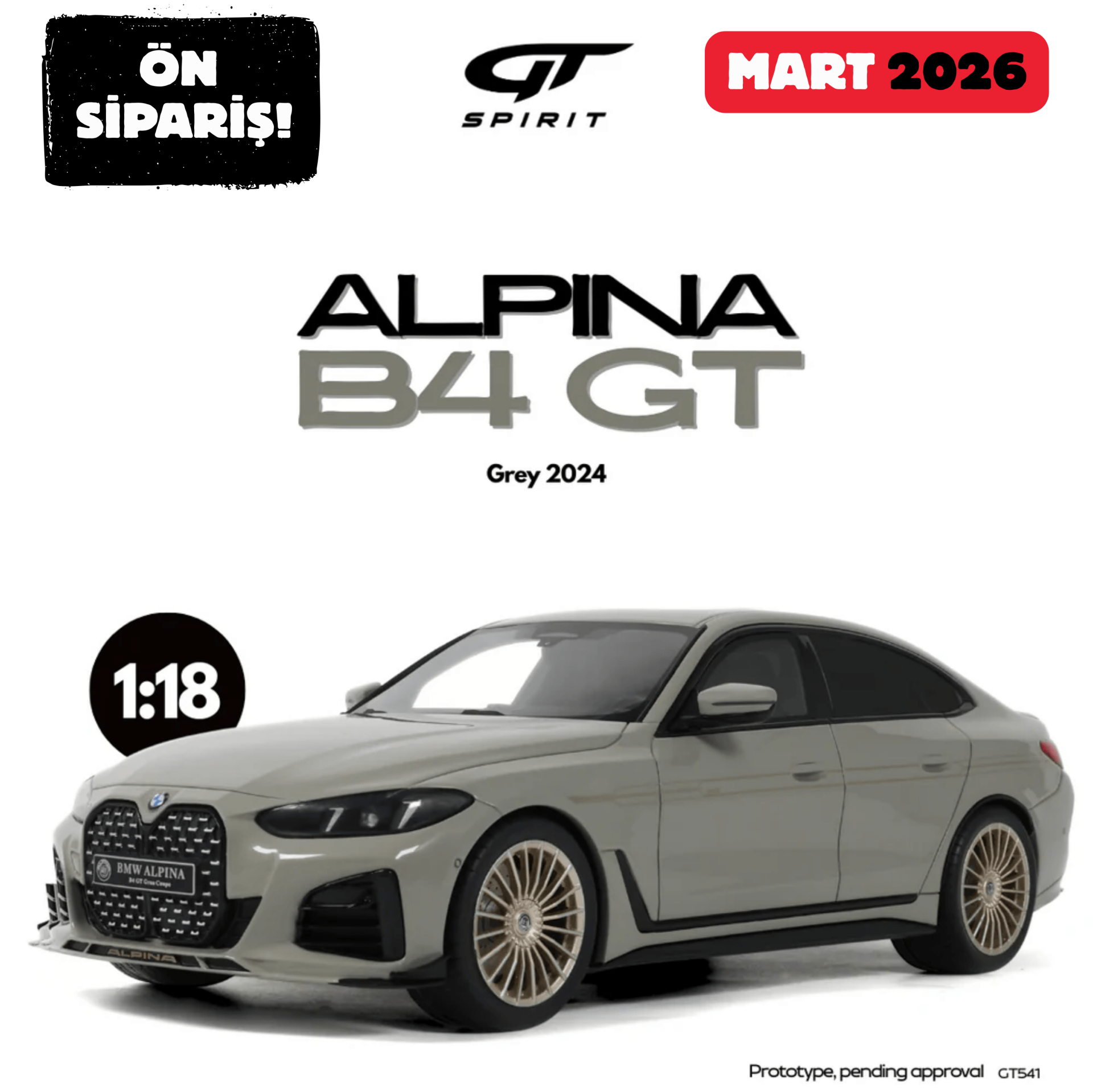 Ön Sipariş - 1/18 GT-SPIRIT - BMW - 4-SERIES ALPINA B4 GT 2024 - GT541