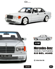 Ön Sipariş - 1/18 OTTO MERCEDES-BENZ 560 (W126) 6.0 SEL AMG BRILLIANT SILVER 1989 - OT1251