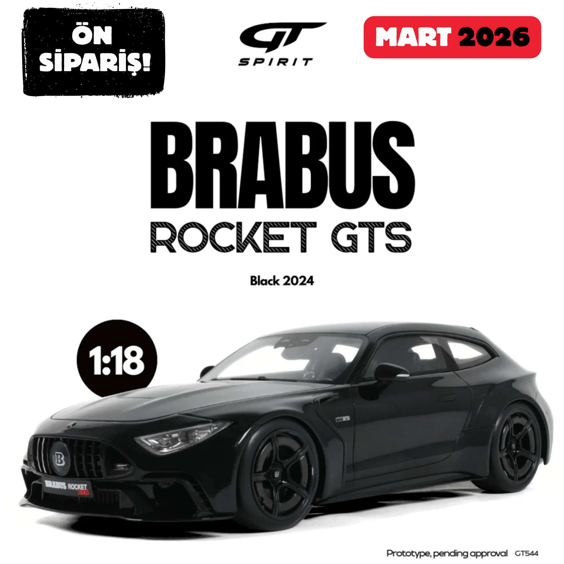 Ön Sipariş - 1/18 GT-SPIRIT - MERCEDES BENZ - GTS BRABUS ROCKET 1000hp 2024 - GT544