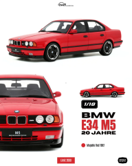 Ön Sipariş - 1/18 OTTO BMW E34 M5 20 JAHRE MUGELLO RED 274 1992 - OT1247