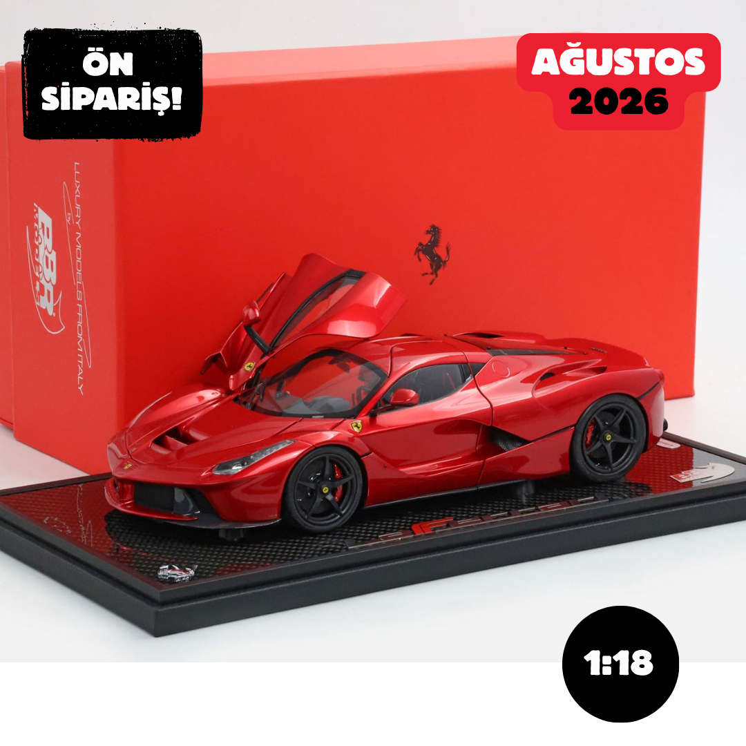 Ön Sipariş - 1/18 BBR Ferrari LaFerrari 2012 open diecast rosso F1 2007 - real carbon base and display case included - BBR182240A