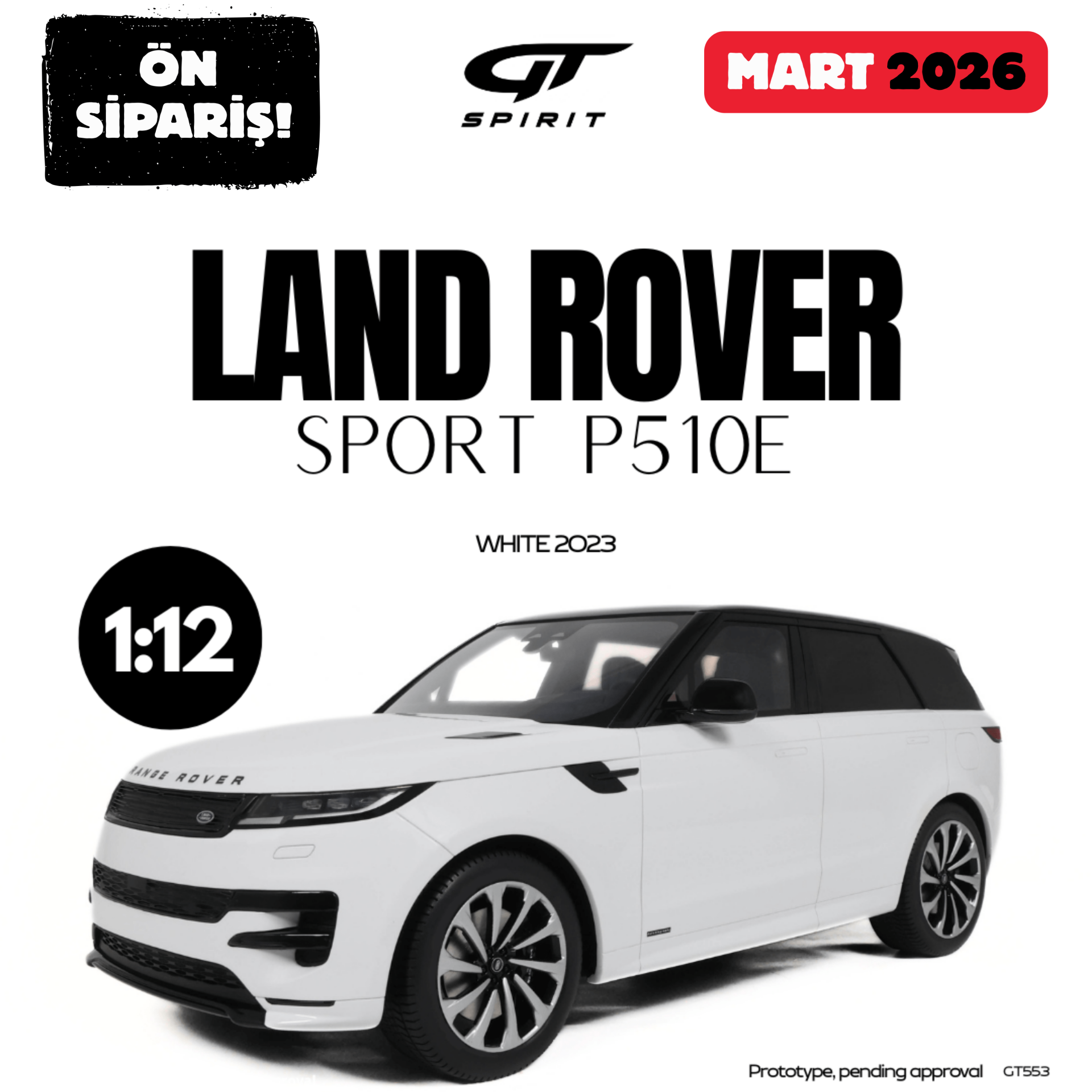 Ön Sipariş - 1/12 GT-SPIRIT - LAND ROVER - RANGE ROVER SPORT P510E 2023 - GT553