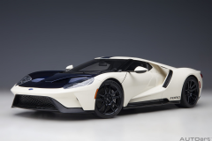 1/18 AUTOART Ford GT 2022 ’64 Prototype Heritage Edition (Wimbledon White) with Antimatter Blue - 72926