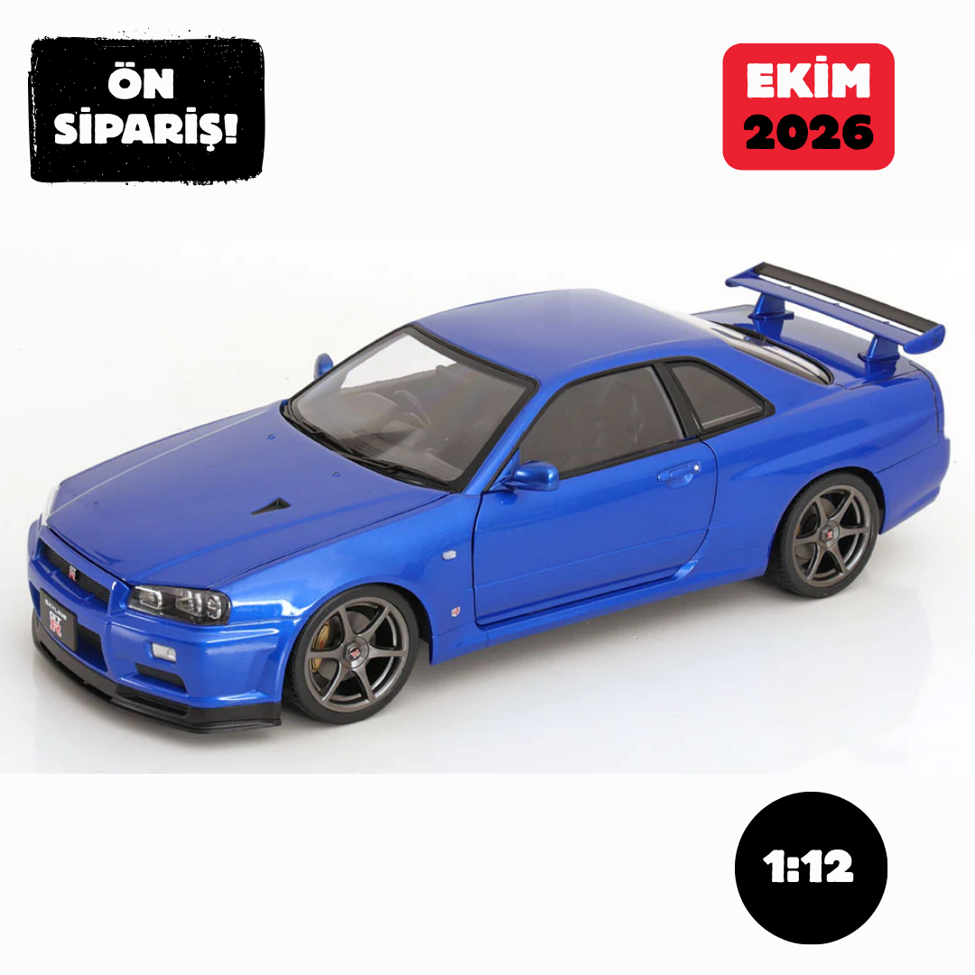 Ön Sipariş - 1/12 KK SCALE Nissan R34 Skyline GT-R V-Spec II Bayside Blue - KKDC120211-1