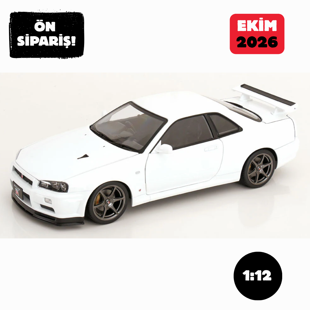 Ön Sipariş - 1/12 KK SCALE Nissan R34 Skyline GT-R V-Spec II White - KKDC120213-1