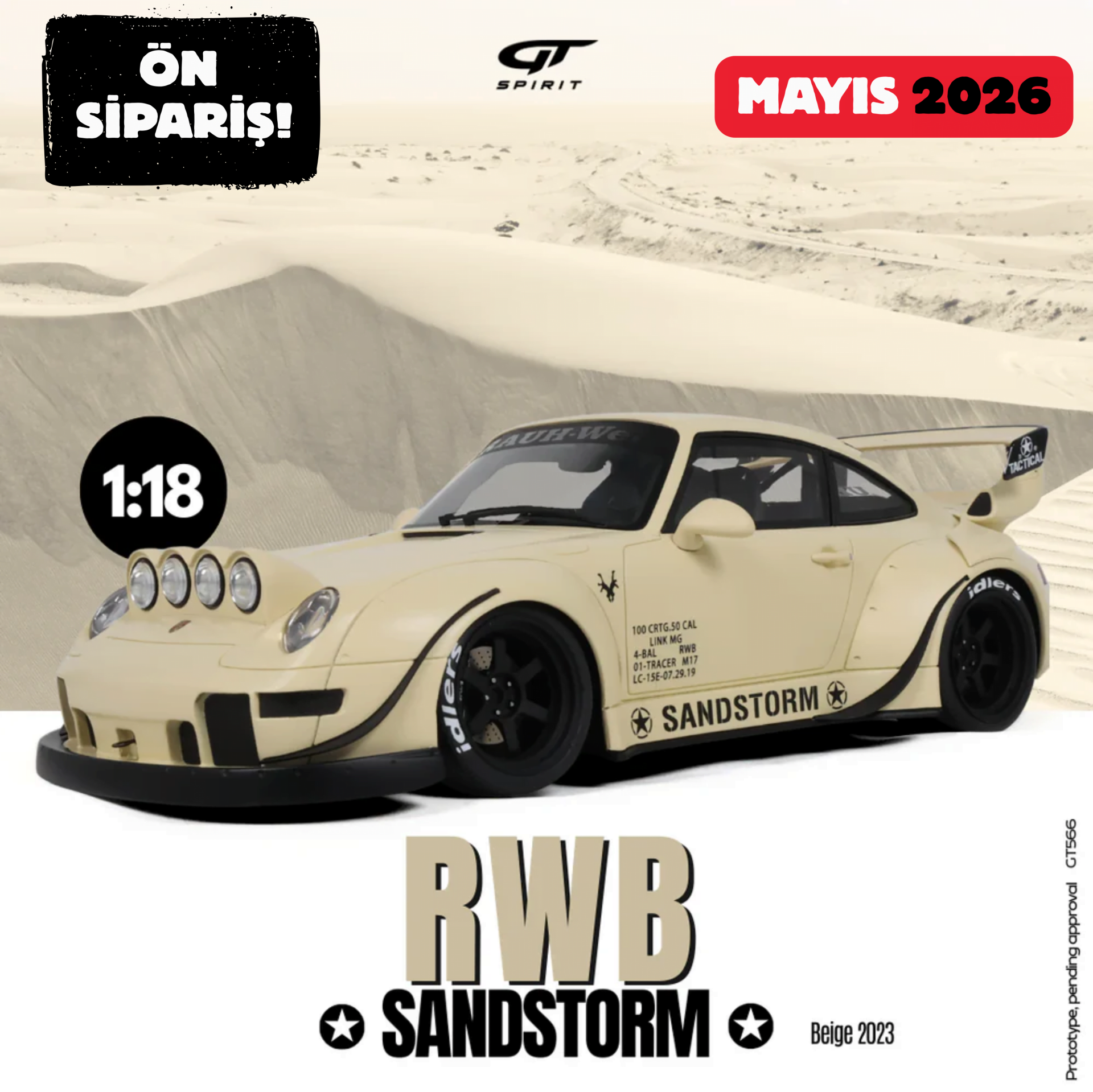 Ön Sipariş - 1/18 GT-SPIRIT - PORSCHE - 911 993 RWB RAUH WELT COUPE 2023 - GT566