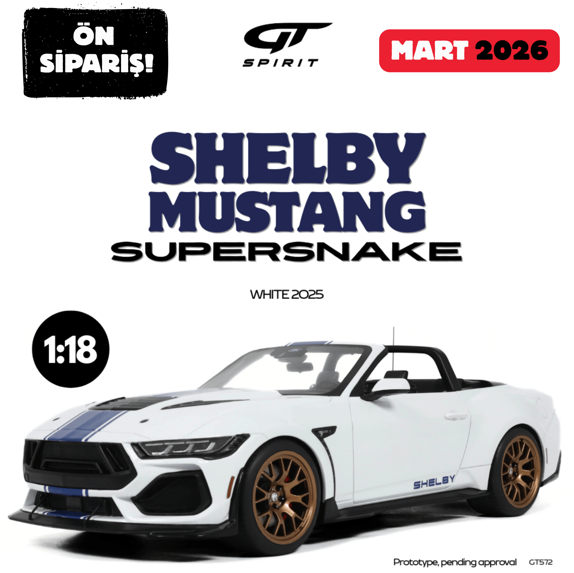 Ön Sipariş - 1/18 GT-SPIRIT - FORD USA - MUSTANG SUPER SNAKE COUPE 2025 - GT572