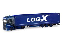 Scania CS 20 HD with Lowliner Semi-Trailer *''Log-X / I am the best*, blue