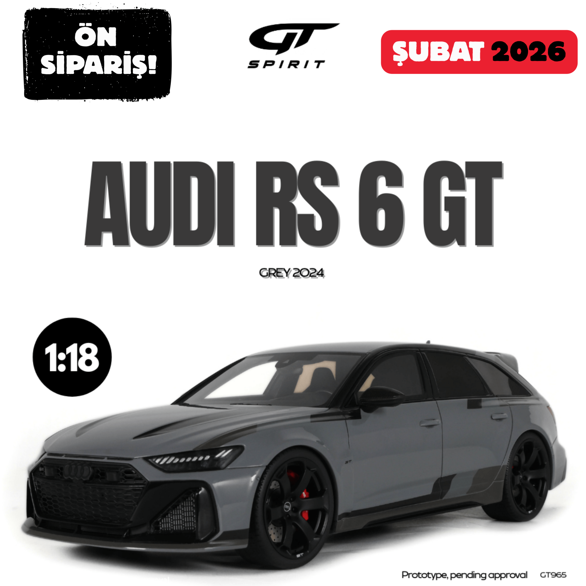 Ön Sipariş - 1/18 GT-SPIRIT - AUDI - A6 RS6 GT AVANT SW STATION WAGON 2024 - GT965