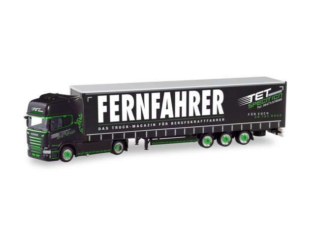 1/87 Scania R TL Lowliner Curtain Canvas Semitrailer *TET/Fernfahrer*, black/green