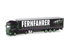 1/87 Scania R TL Lowliner Curtain Canvas Semitrailer *TET/Fernfahrer*, black/green