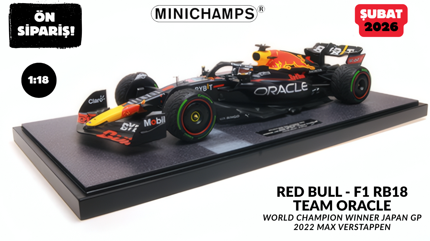 Ön Sipariş - 1/12 MINICHAMPS - RED BULL - F1 RB18 TEAM ORACLE RED BULL RACING N 1 WORLD CHAMPION WINNER JAPAN GP 2022 MAX VERSTAPPEN